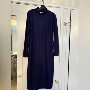 NSR Blue Long Sleeve Mock Neck Sheath Dress